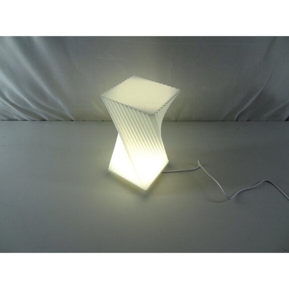 Modern Twisted White LED Table Lamp With Pleated Design 3D printed in USA - Picture 5 of 13